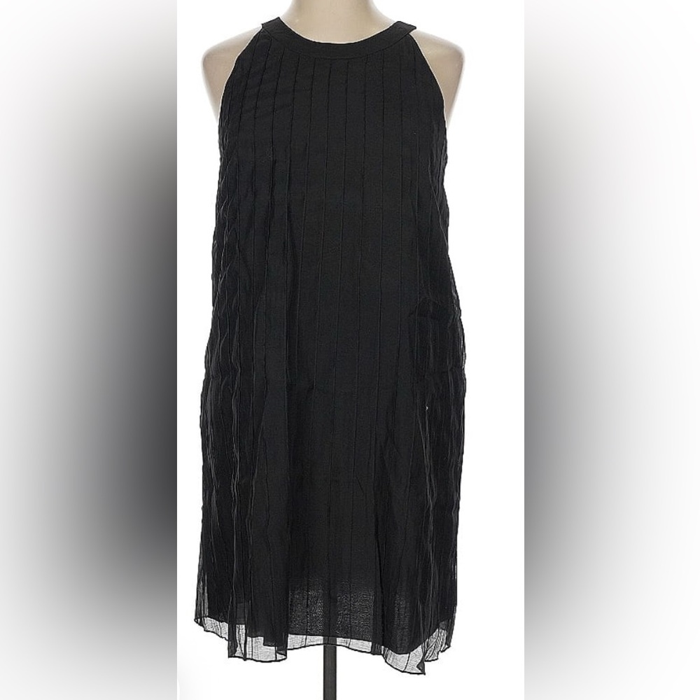 NIC+ZOE Womens Black‎ Crinkle Texture Sleeveless Shift Dress Size 16 High Neck